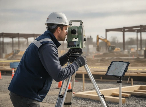 Topography survey equipment measuring natural land features