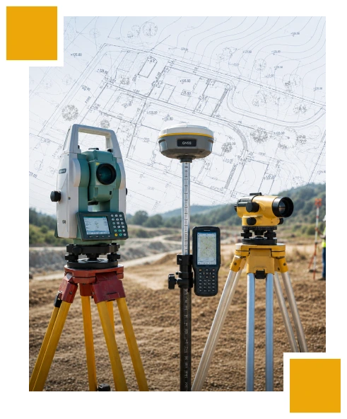 Total station, GPS survey equipment and digital level